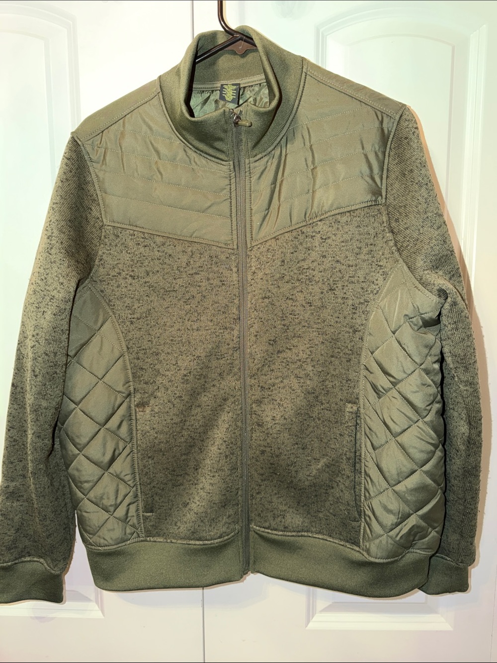 Xersion women’s Olive heather green Quilted Panel Full-Zip Performance Jacket
